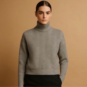 RAYA Gray Ribbed Turtleneck Mock Neck Sweater Size Small
